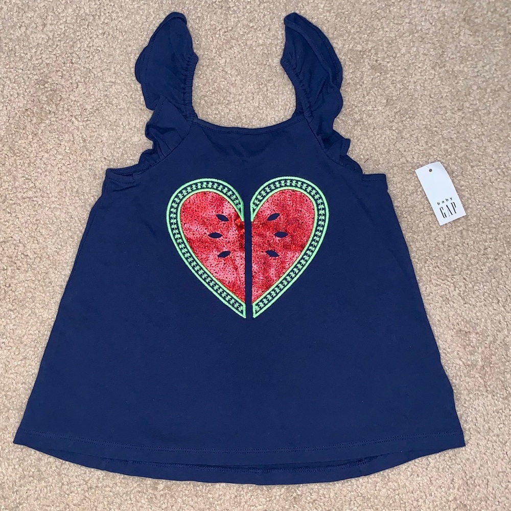 NWT Baby Gap 5T Watermelon Heart Tank Top